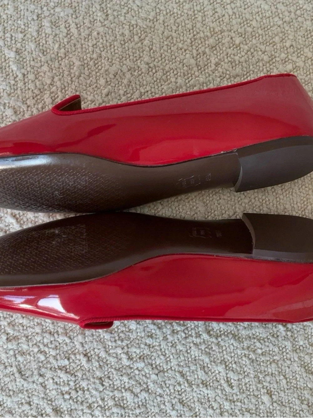 Tory Burch Red Patent Leather Loafers with Gold Logo Samantha smoking slipper